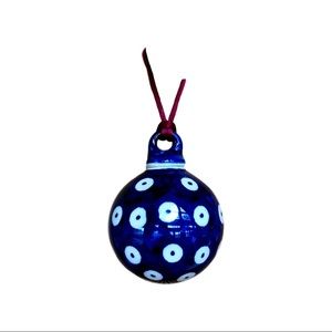 Polish Pottery Ornament Blue Dots in Dots